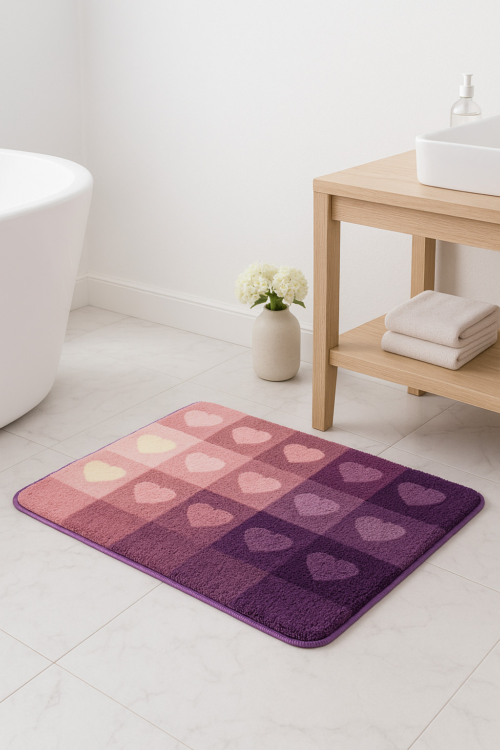 Tapis de bain microfibre doux motif cartoon antidérapant - vue 3 sur 2