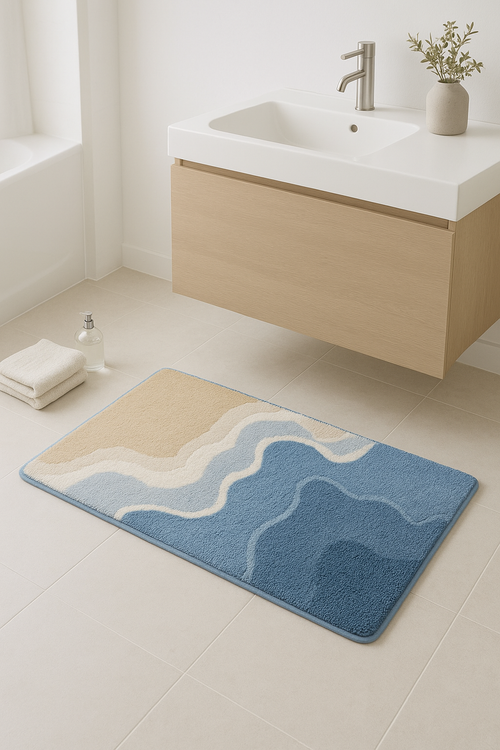 tapis de bain microfibre ondulé antidérapant absorbant moderne