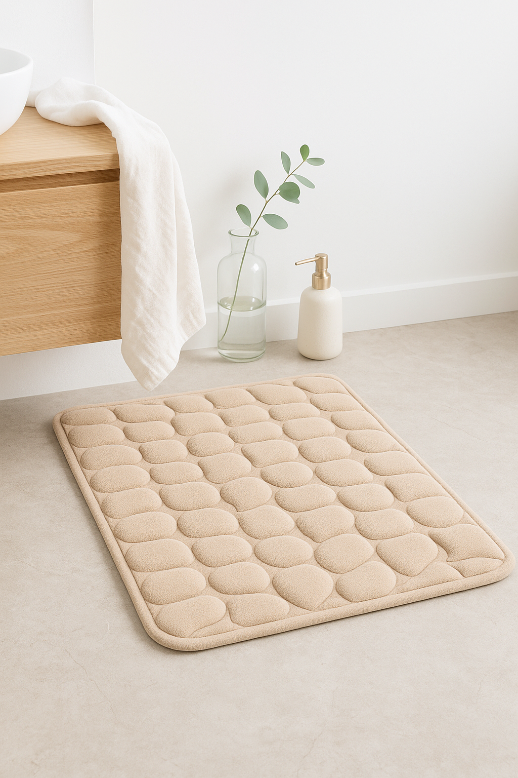 Tapis de bain motif pavés mousse mémoire antidérapant - vue 3 sur 2