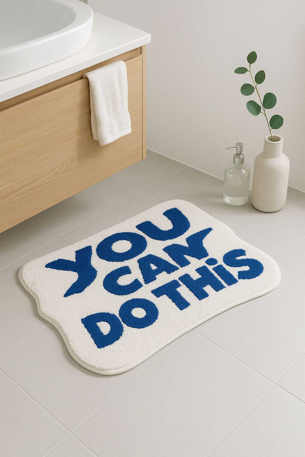 Tapis de bain motif texte drôle cartoon microfibre
