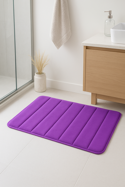 Tapis de bain mousse mémoire antidérapant rayures absorbant - vue 2 sur 2