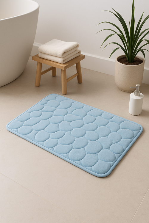tapis de bain mousse memoire floral antiderapant microfiber - vue 2 sur 2