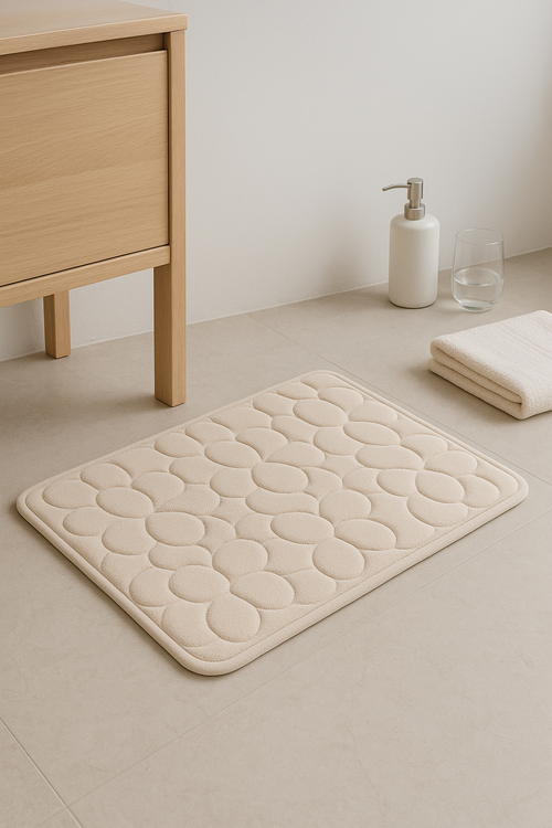Tapis de bain mousse memoire forme floral antiderapant - vue 2 sur 2