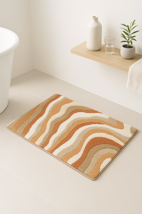 tapis de bain nordique rayé antidérapant absorbant - vue 2 sur 2