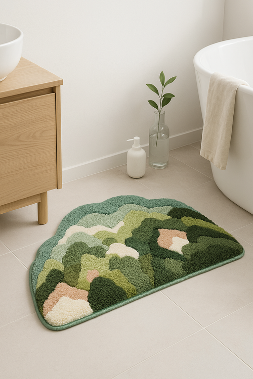Tapis de bain shaggy antiderapant absorbant motif cartoon - vue 2 sur 2