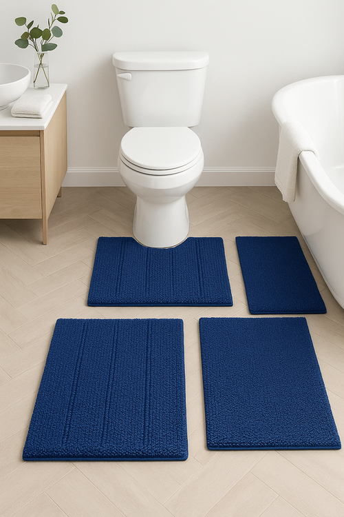 tapis de bain shaggy rayures antiderapant lot 3 - vue 2 sur 2