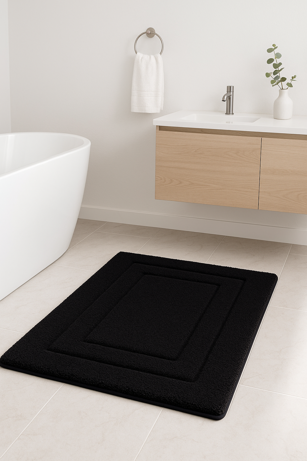 Tapis de bain velours microfibre antiderapant double cadre - vue 3 sur 2
