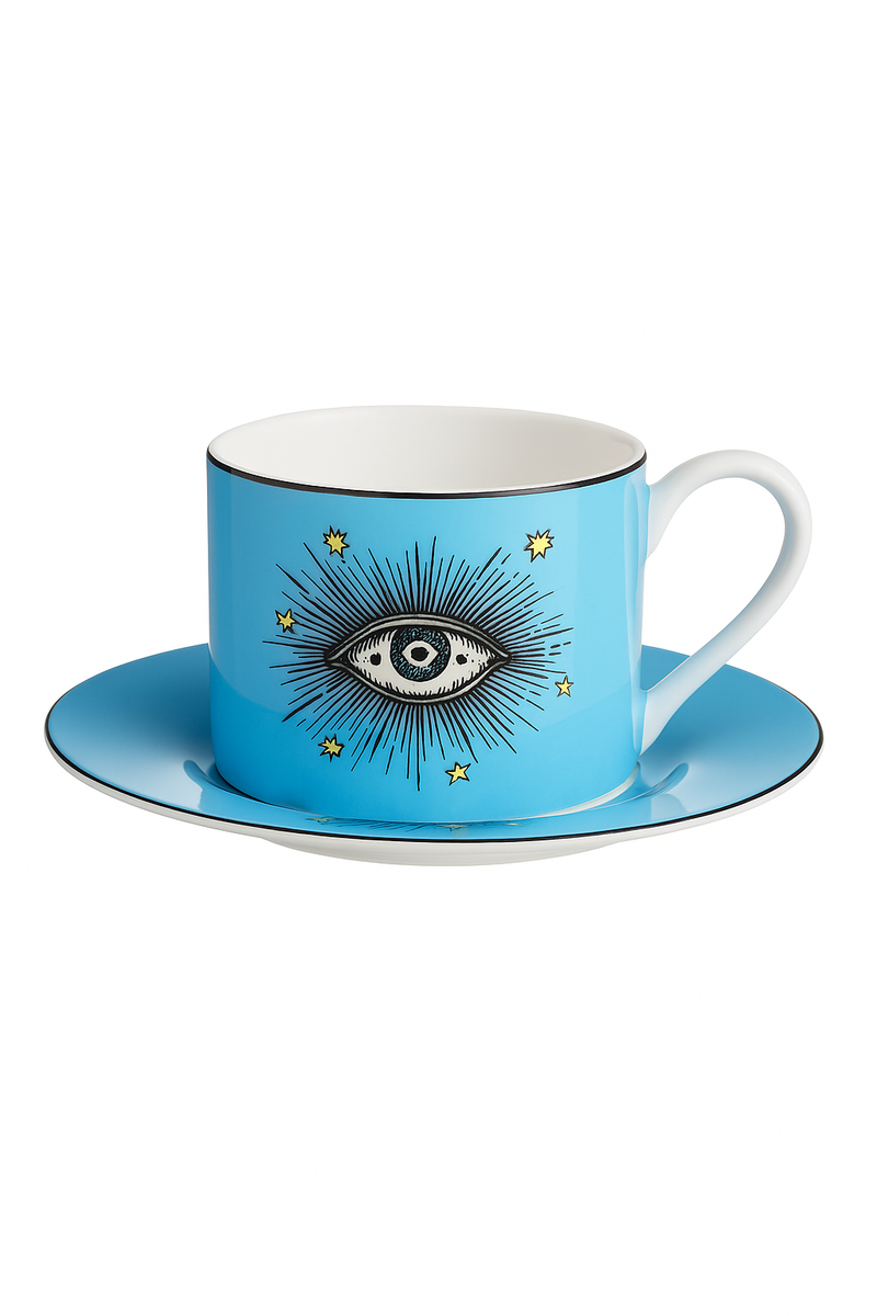 Tasse à café porcelaine motif animal doré décoratif