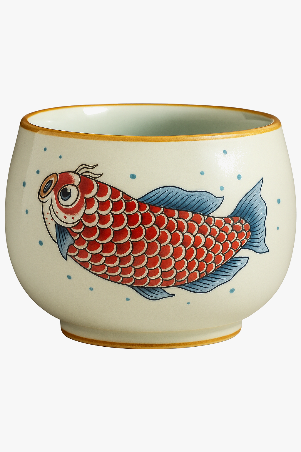 Tasse a the style chinois motif arowana ceramique