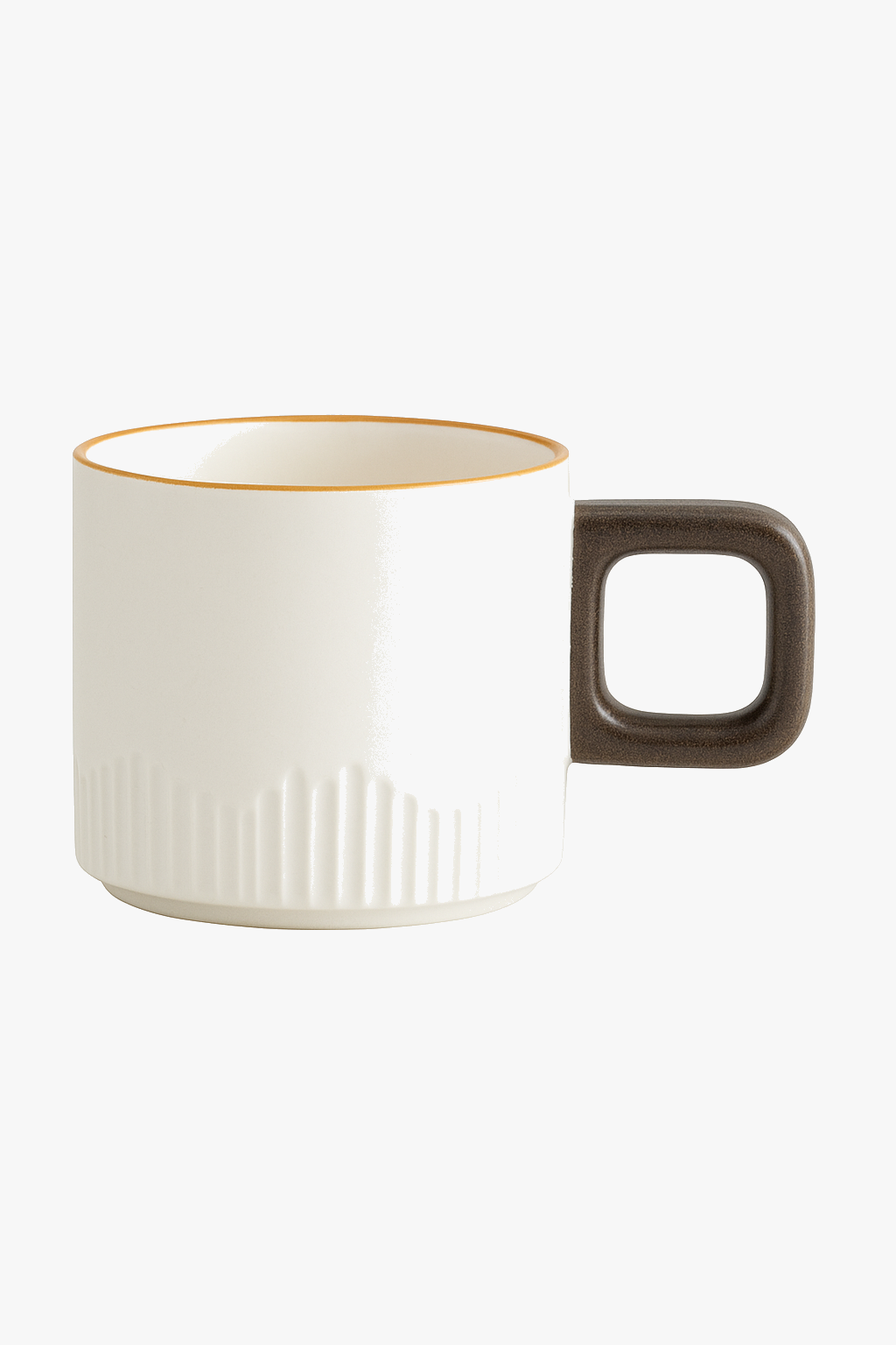 Tasse café céramique vintage anse bois artisanale