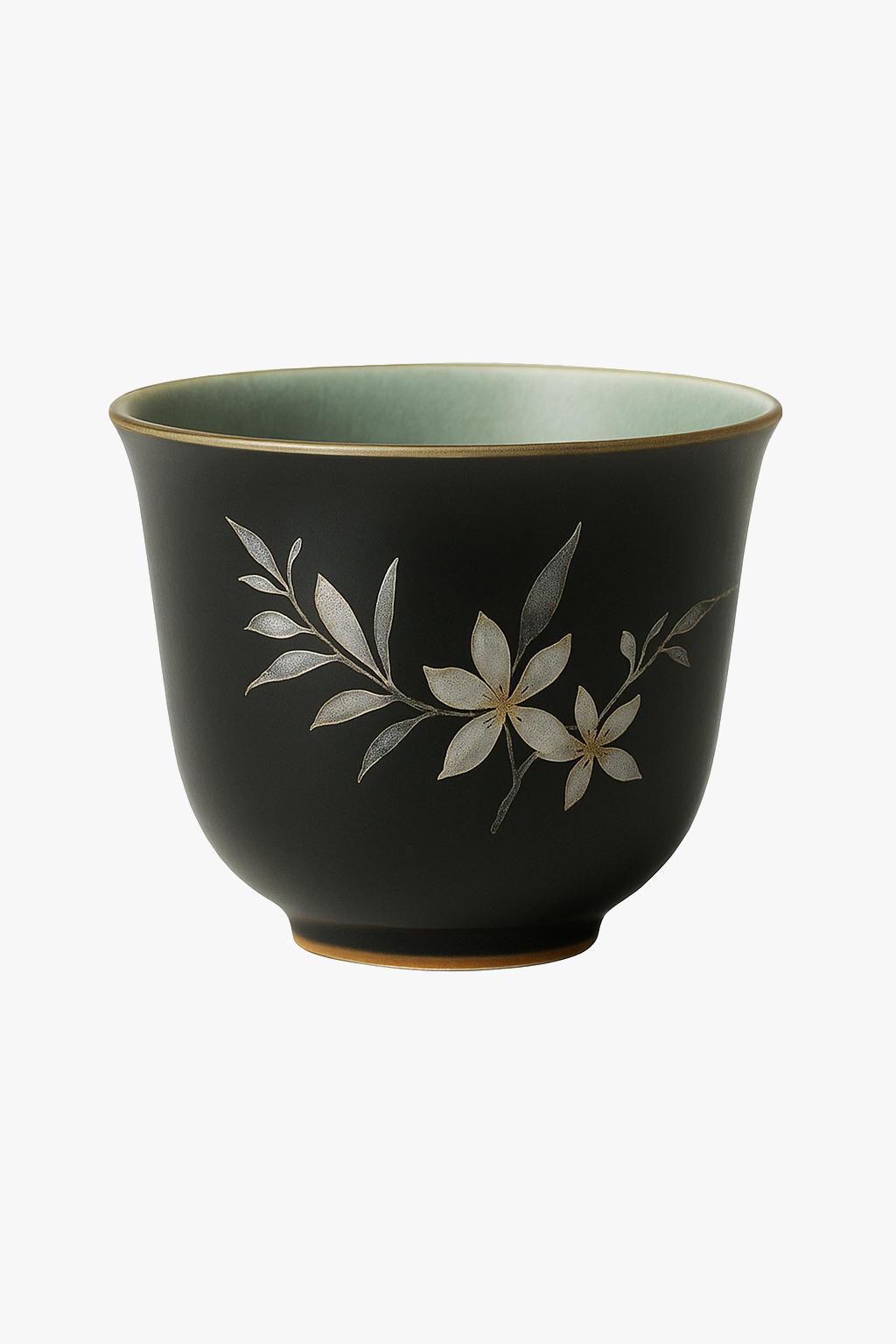 Tasse chinoise rétro céramique kungfu motif floral abricot