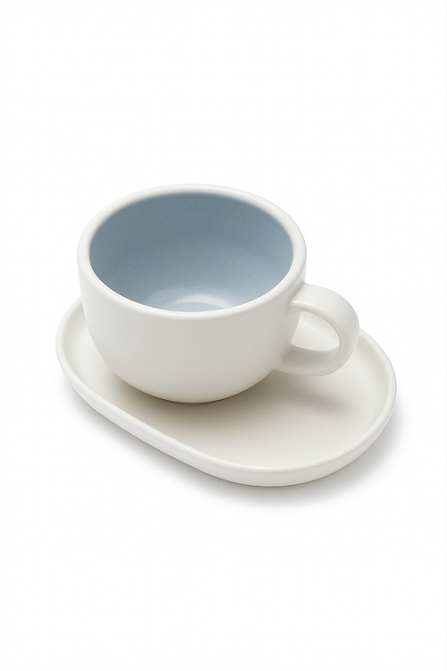Tasse latte céramique avec soucoupe 270ml style moderne