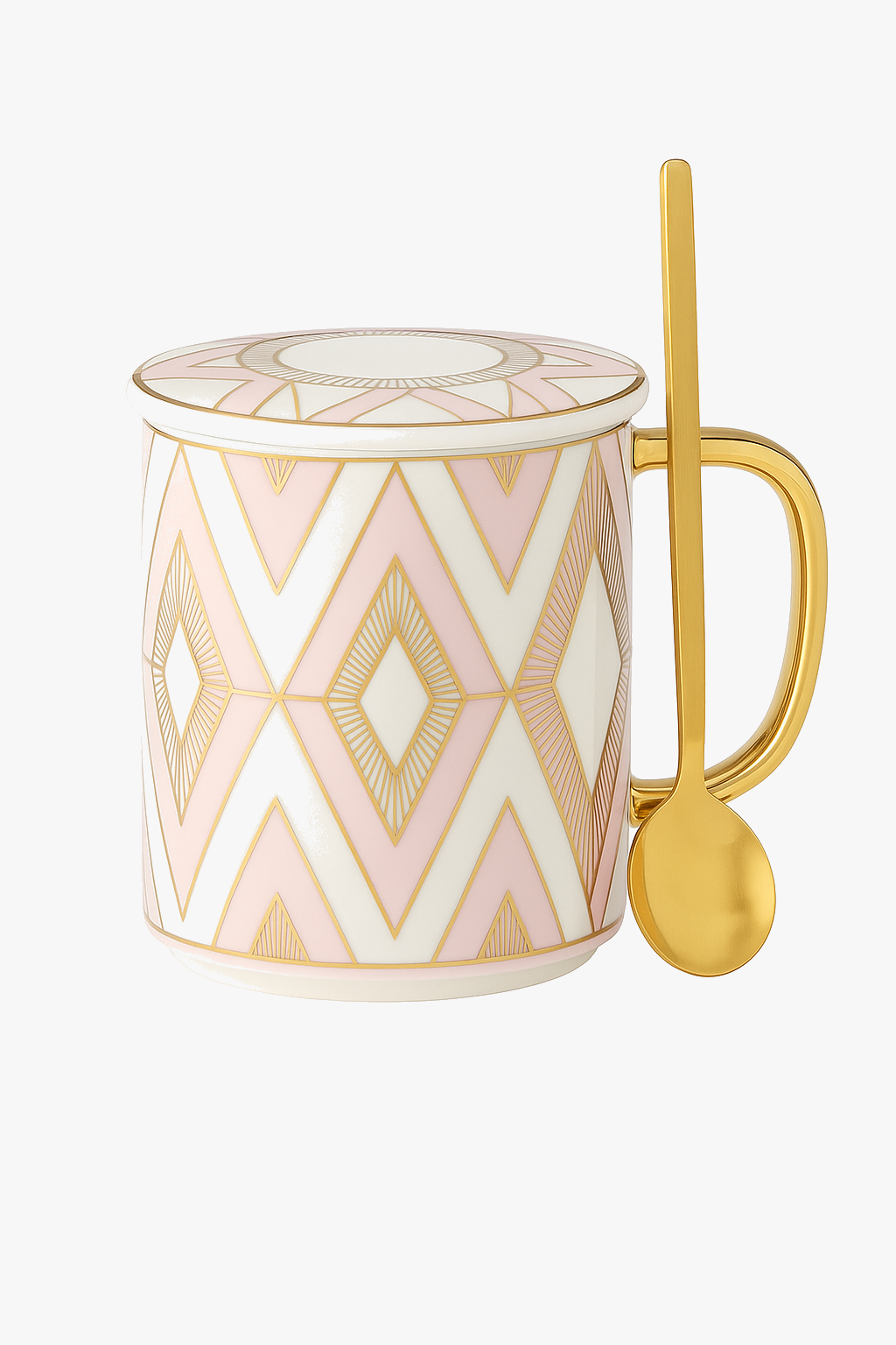 Tasse porcelaine style britannique couvercle cuillère bureau