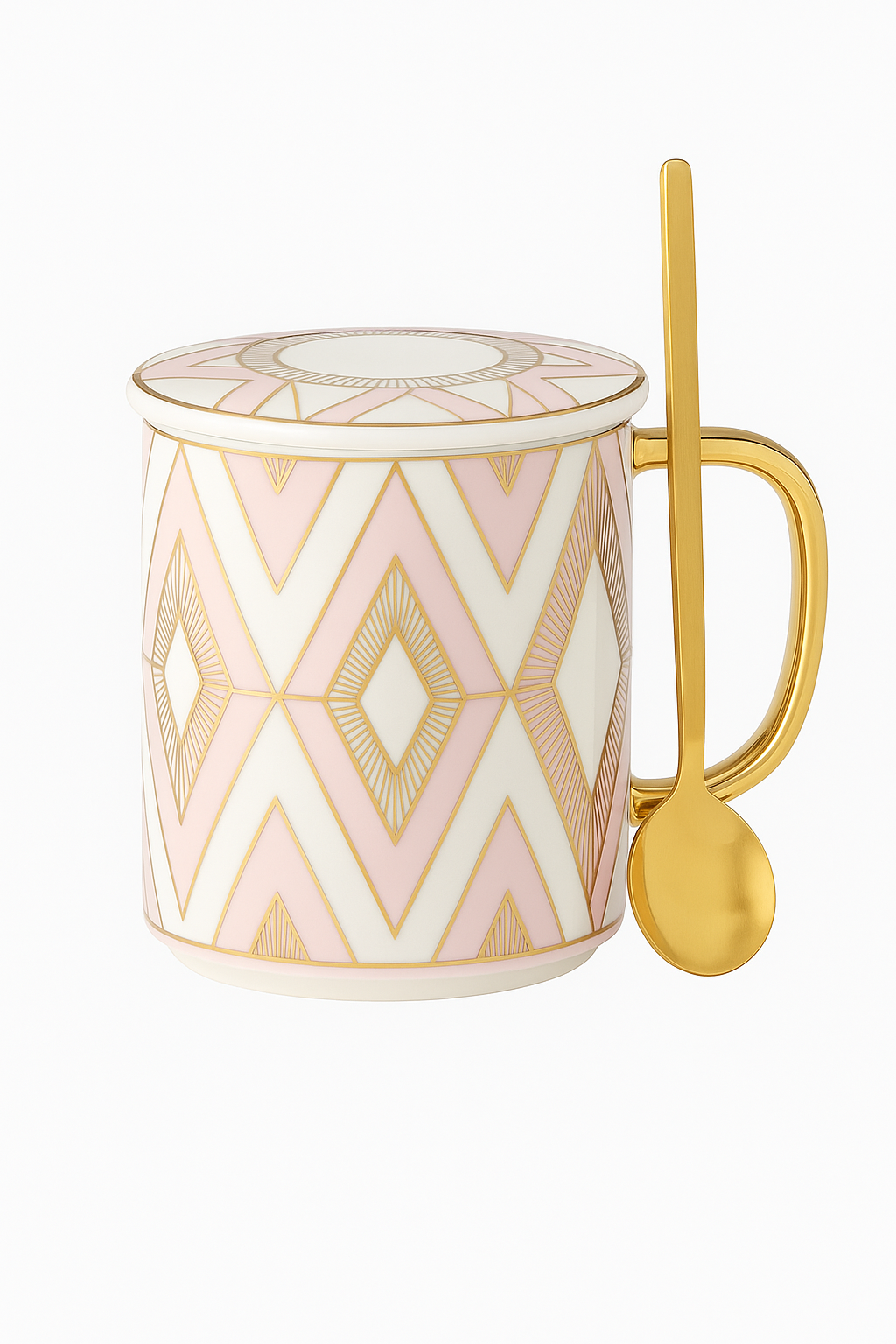Tasse porcelaine style britannique couvercle cuillère bureau