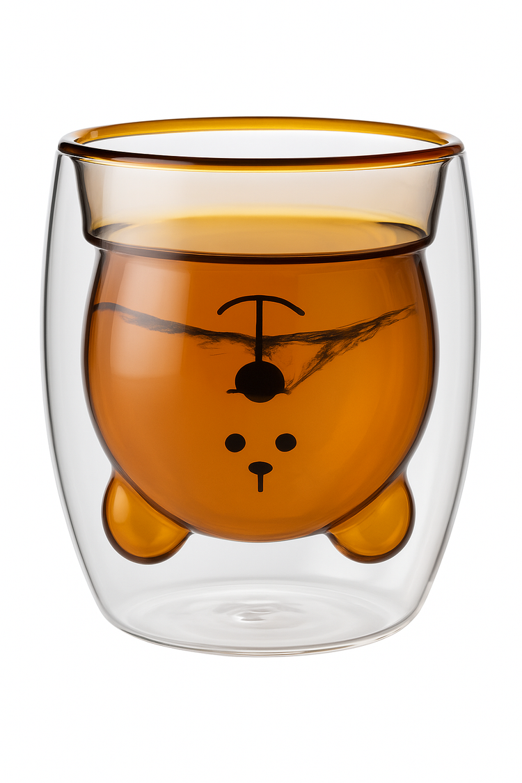 Tasse verre double paroi motif animaux 3d mignon