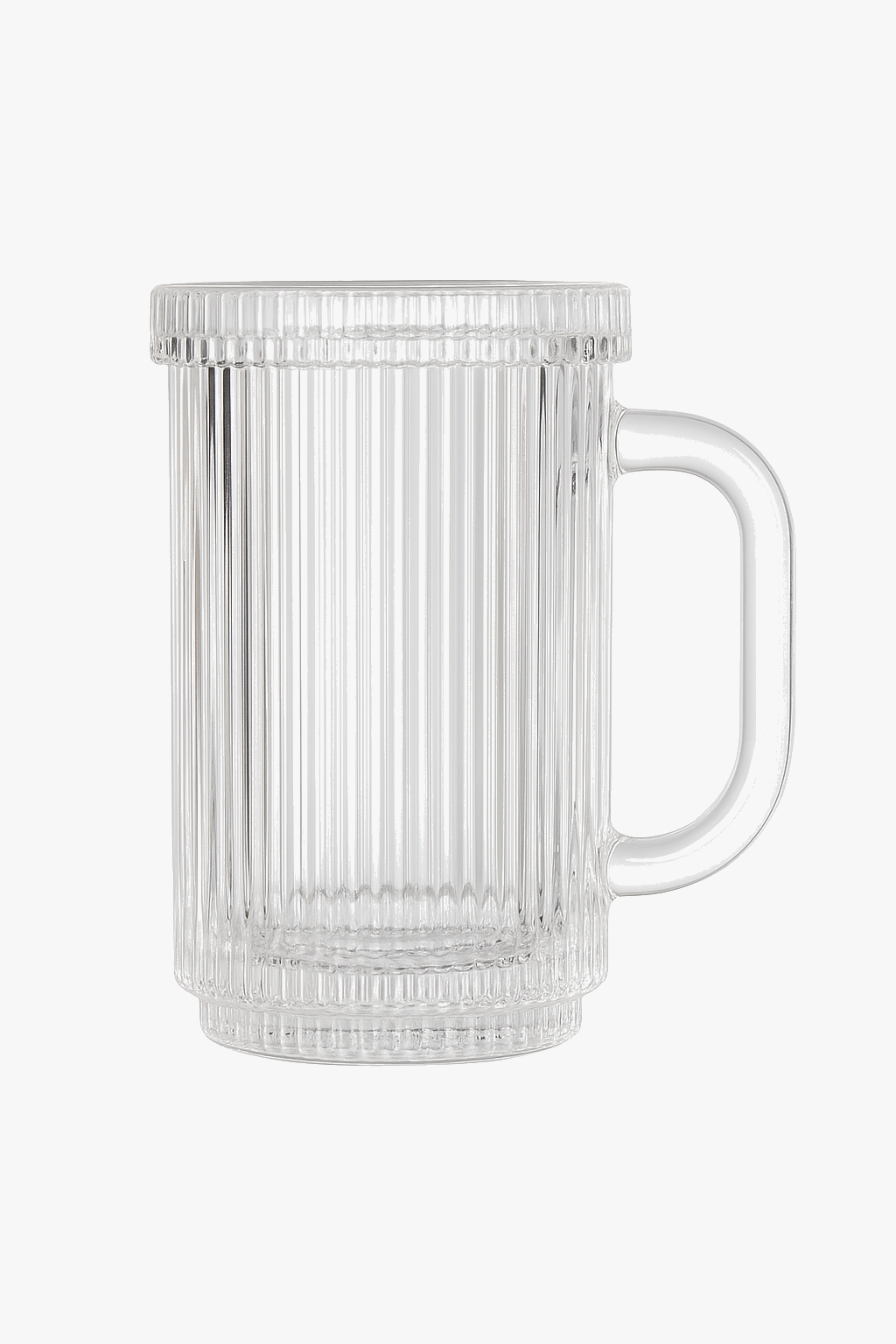 Tasse verre minimaliste avec couvercle et anse