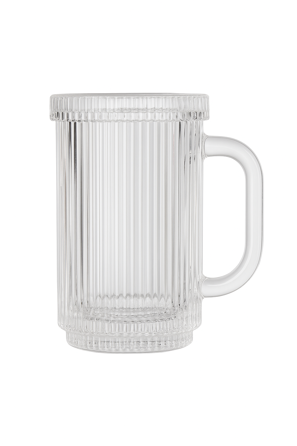 Tasse verre minimaliste avec couvercle et anse