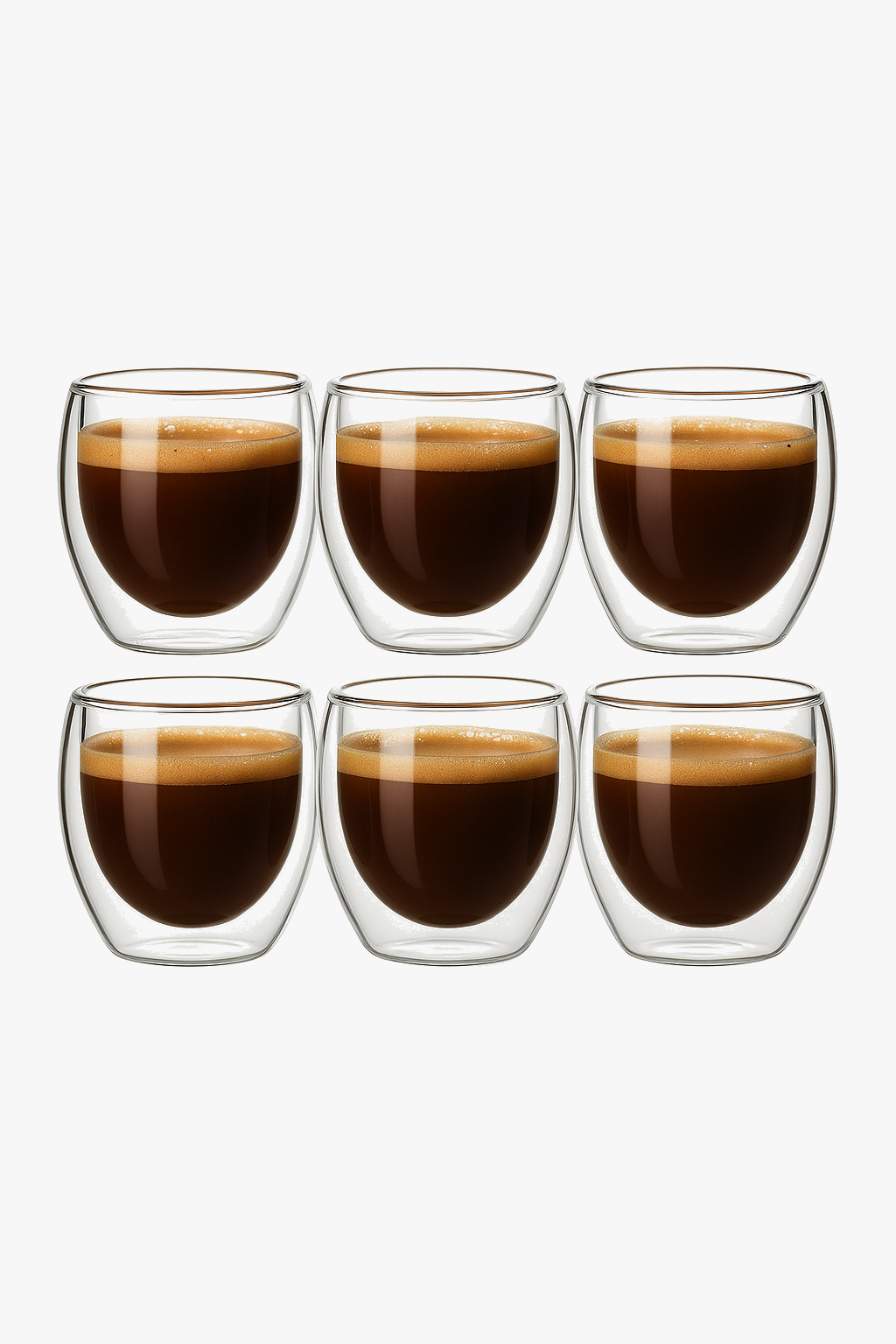 Tasses verre double paroi isolantes cafe expresso 250ml (lot de 6)