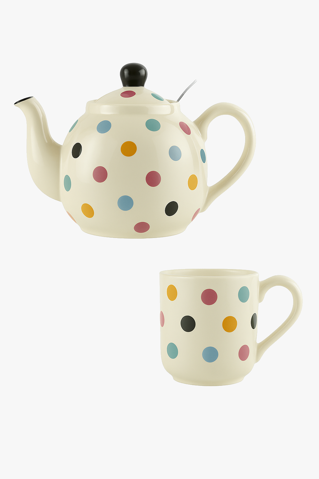 Théière céramique style britannique à pois pour thé