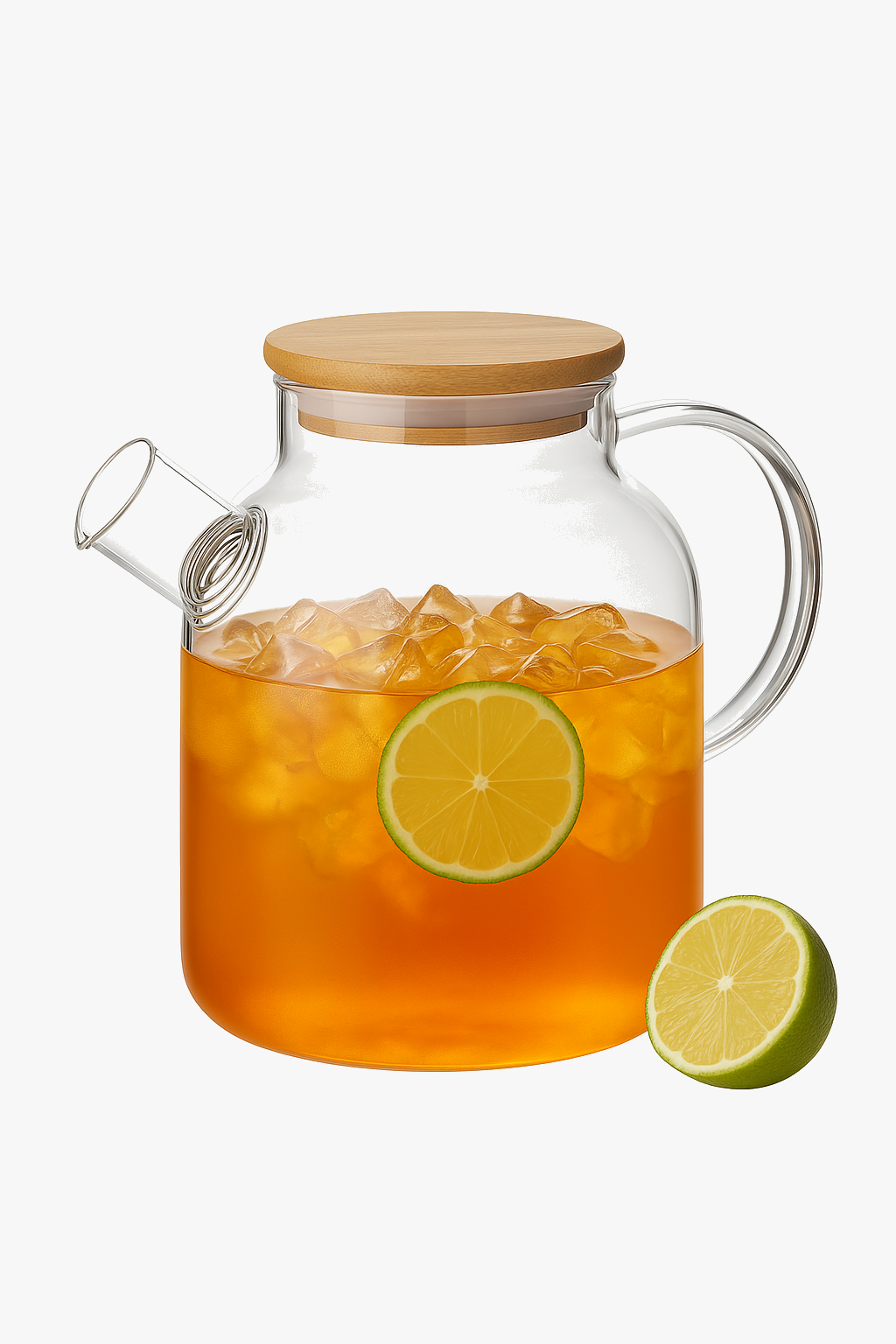 théière en verre avec filtre amovible couvercle bambou