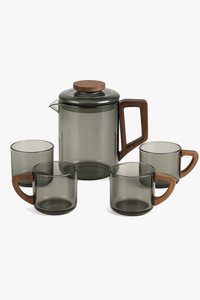 Théière en verre portative avec tasses style moderne