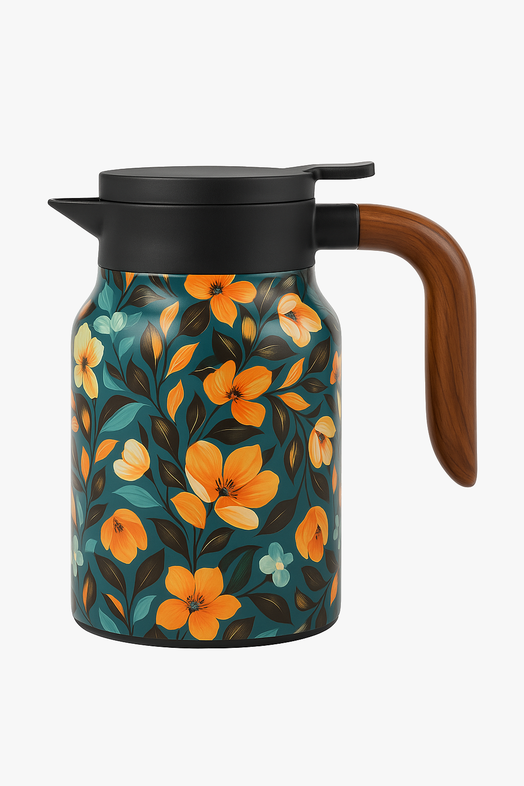 Théière isotherme vintage motifs floraux infuseur thermostat intégré