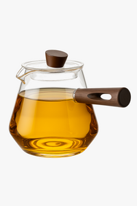 Théière verre borosilicate poignée bois résistante chaleur