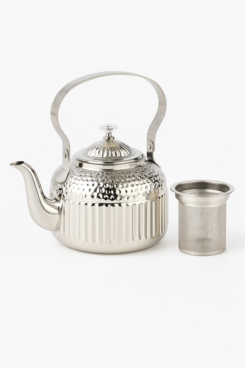 Theiere acier inox martelee 18l avec filtre integre