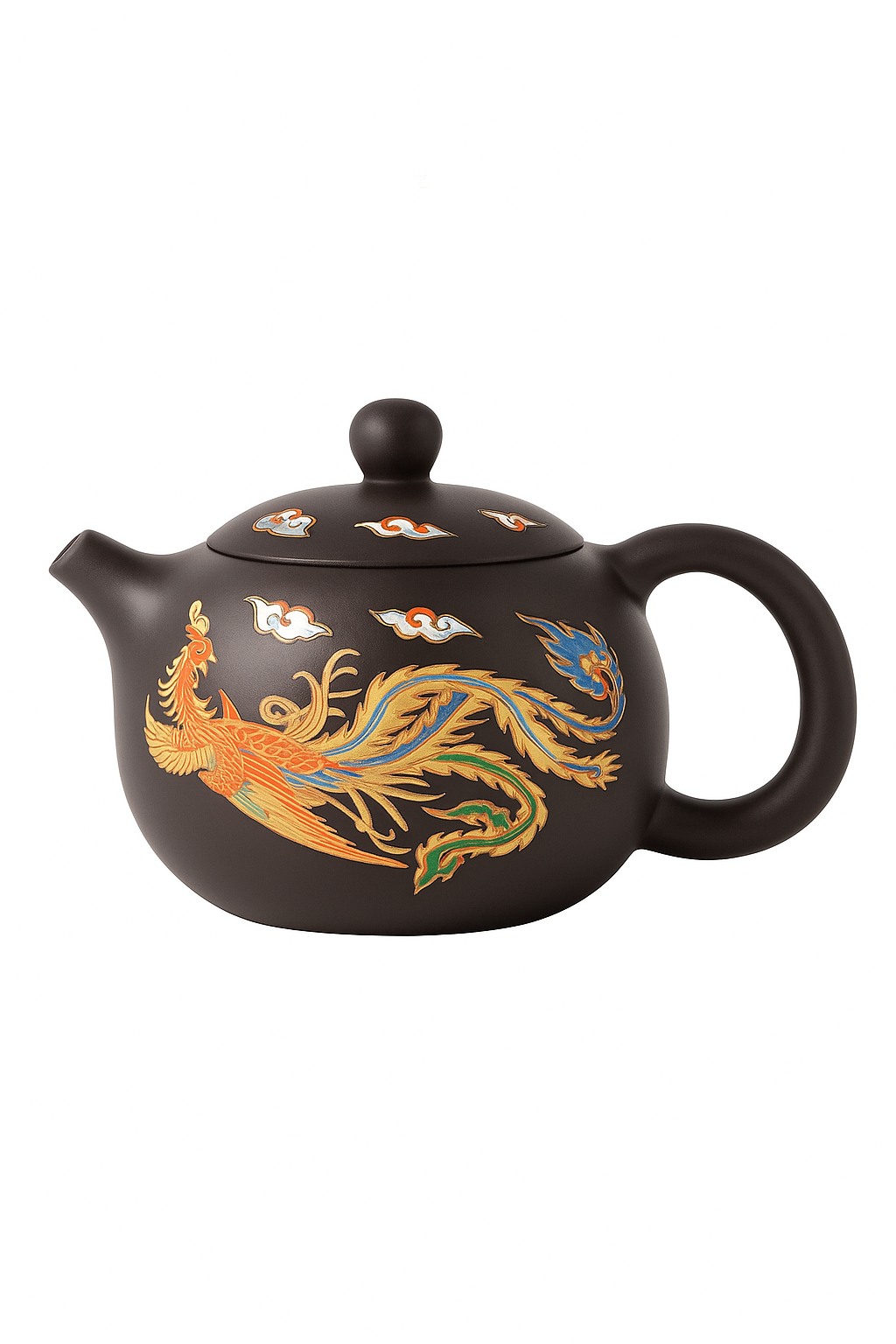 Théière argile motifs dragon phénix style gongfu artisanale - vue 2 sur 2