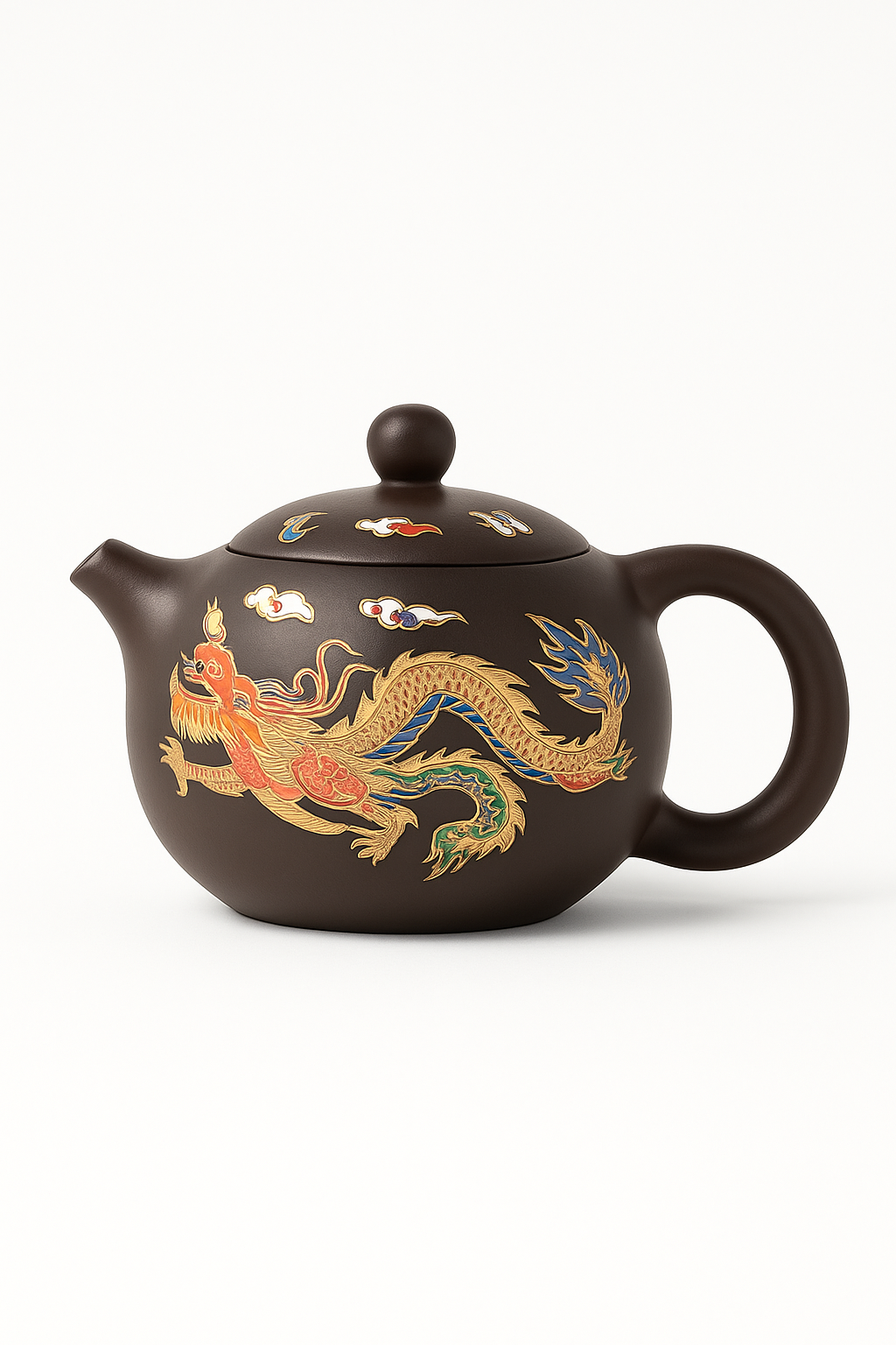 Théière argile yixing dragons phoenix style gongfu artisanal