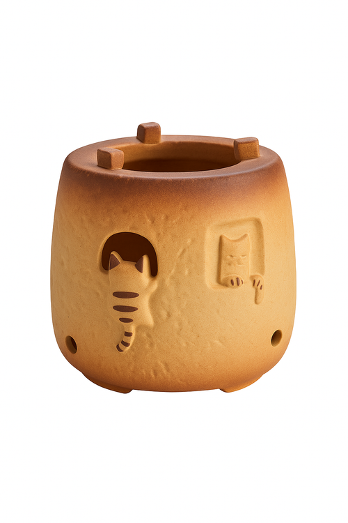 Theiere ceramique brute artisanale style kung fu retro - vue 3 sur 2