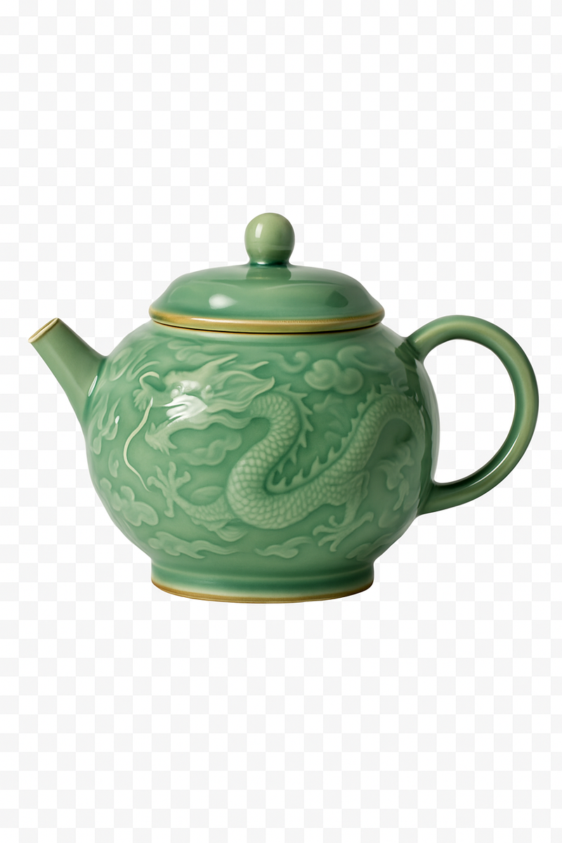 Theiere ceramique dragon phoenix relief filtre kung fu
