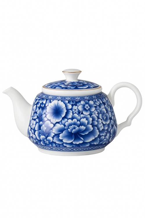 Théière chinoise porcelaine motif traditionnel portable artisanale