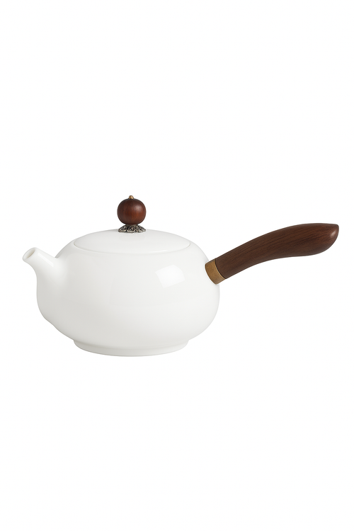 Théière dehua porcelaine poignée latérale style jade ancien - vue 3 sur 2