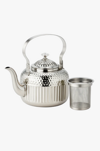Théière inox motif martelé avec filtre intégré 18l
