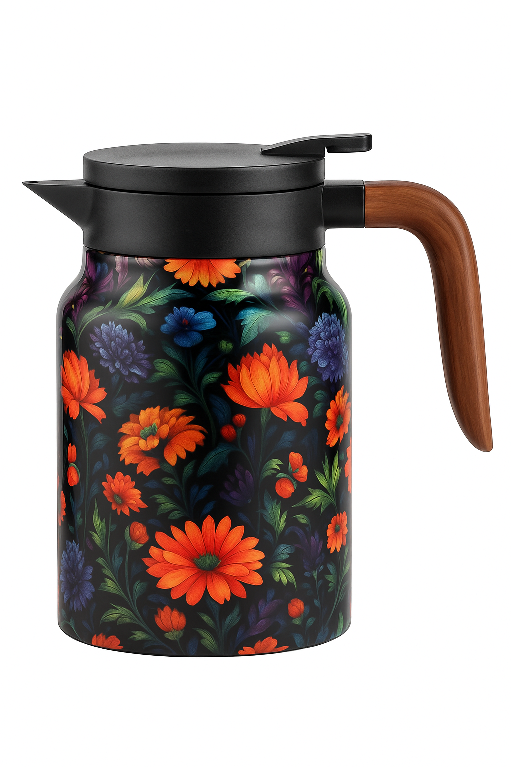 Theiere isotherme vintage floral acier inoxydable infuseur