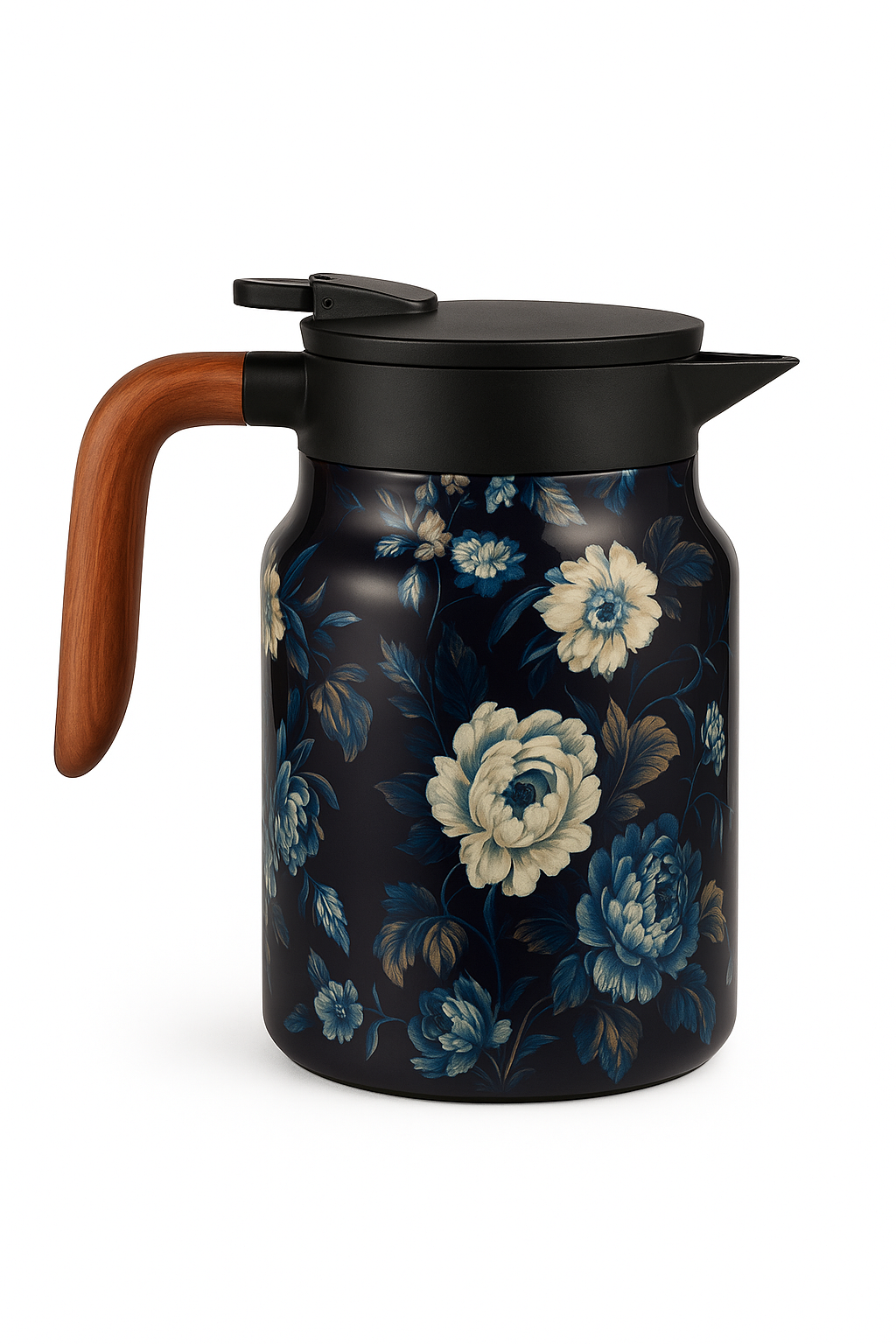 théière isotherme vintage motifs floraux acier inox infuseur