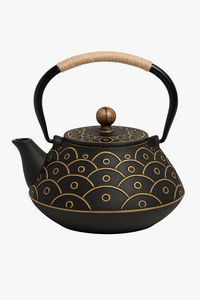 Theiere japonaise fonte emaillee avec infuseur motif traditionnel