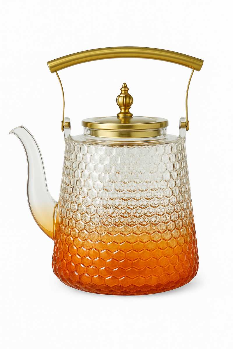 Théière japonaise verre borosilicate rétro poignée cuivre
