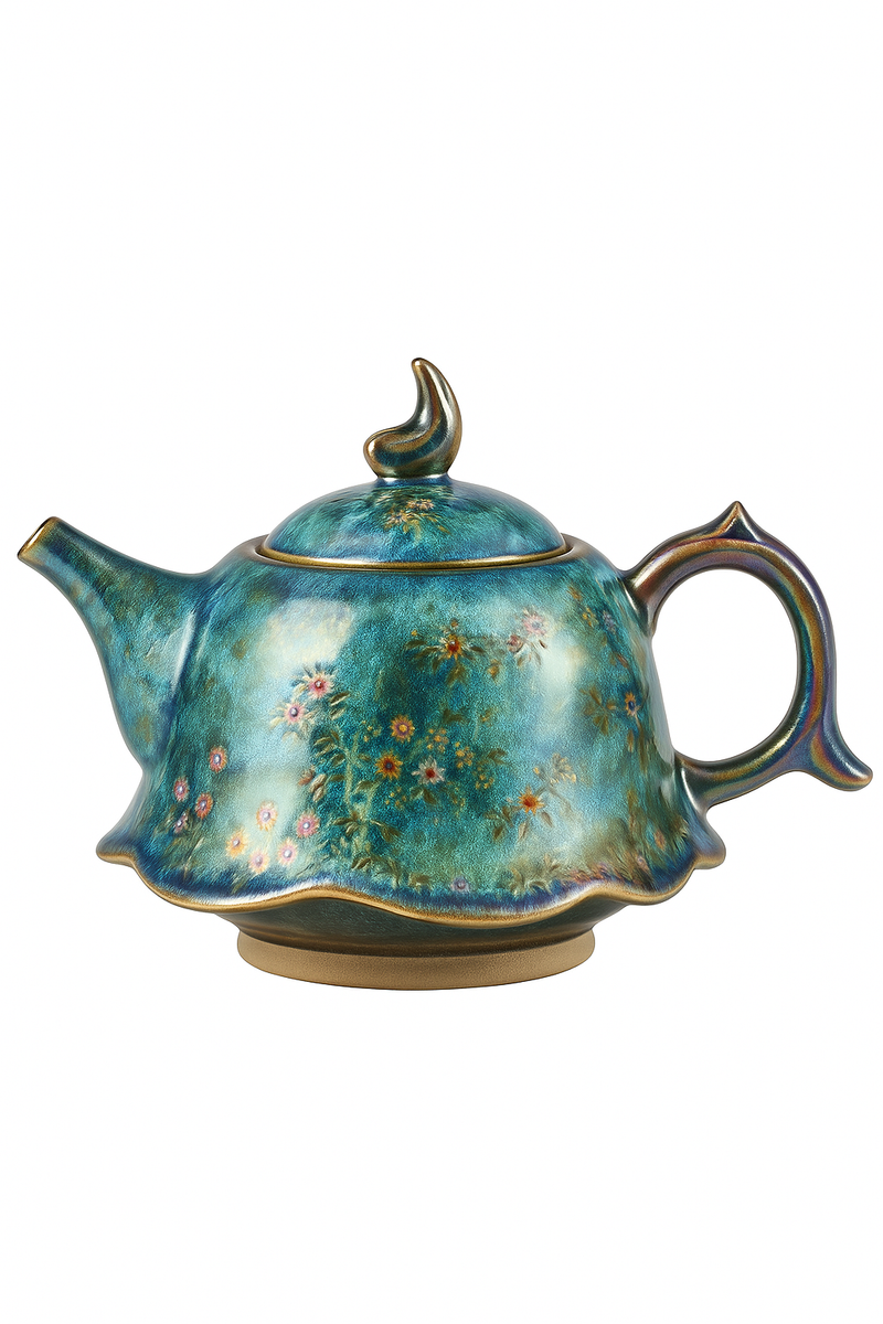Théière jianzhan tianmu céramique émaillée motif artisanal bureau
