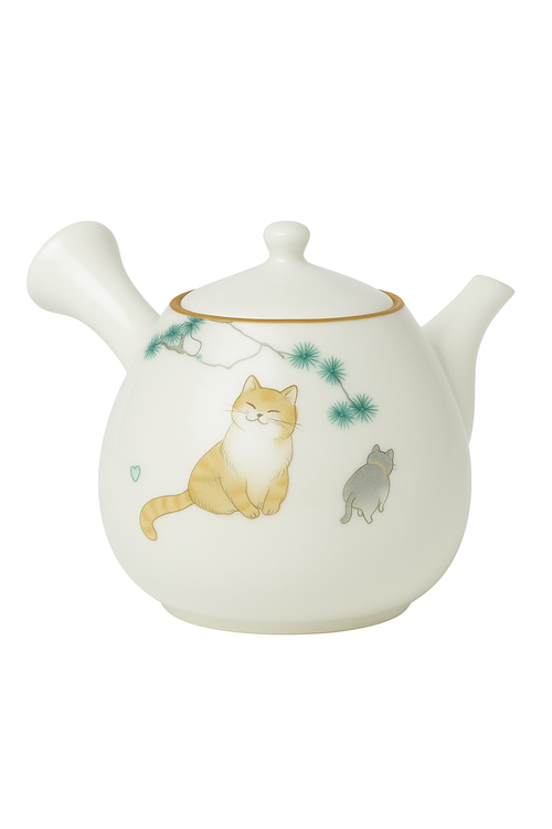 Théière ru kiln céramique motif chat poignée latérale - vue 3 sur 2
