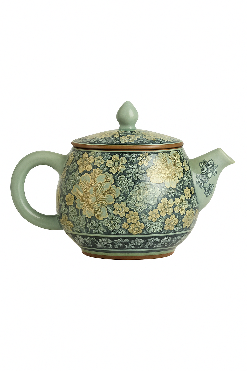 Théière ru kiln céramique pivoine style han kungfu - vue 2 sur 2