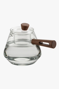 Theiere verre borosilicate poignée bois résistante chaleur