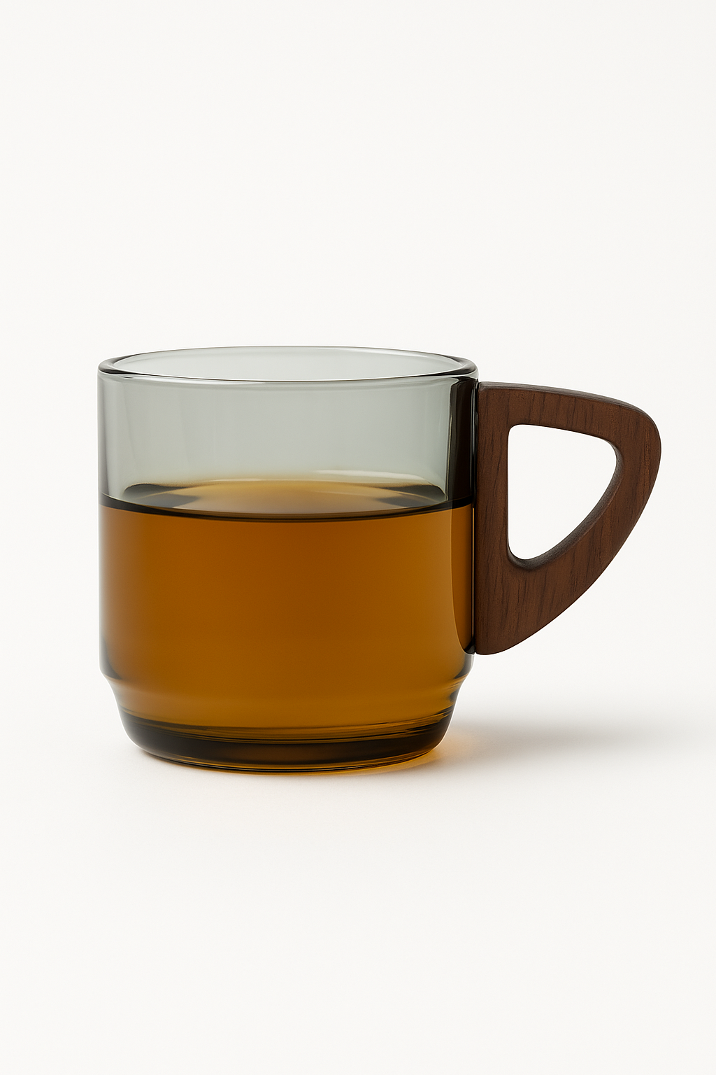 Tasse verre borosilicate poignée bois résistante chaleur