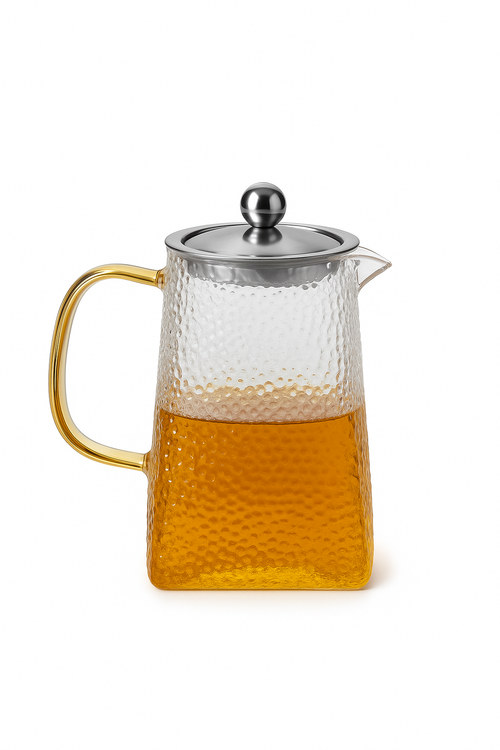 Théiere verre martelé filtre inox resistante chaleur - vue 3 sur 2