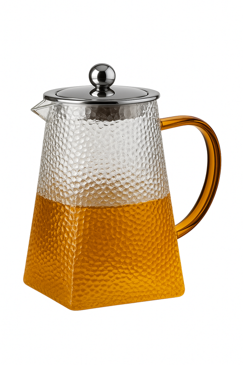 theiere verre martelee avec filtre inox resistante chaleur - vue 3 sur 2