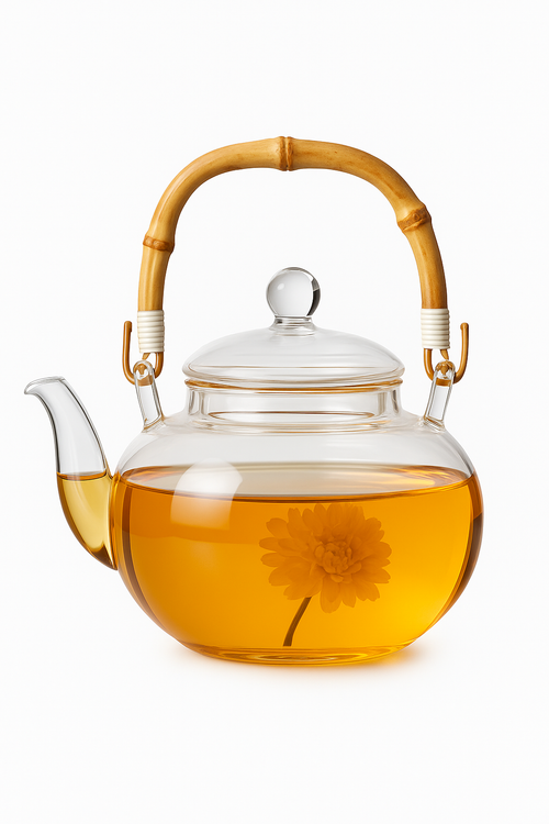 theiere verre poignee bambou tasses infusion pu erh