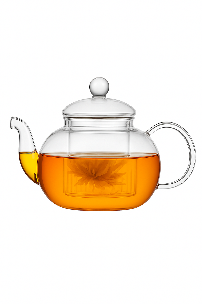 Théière verre résistant chaleur avec infuseur intégré