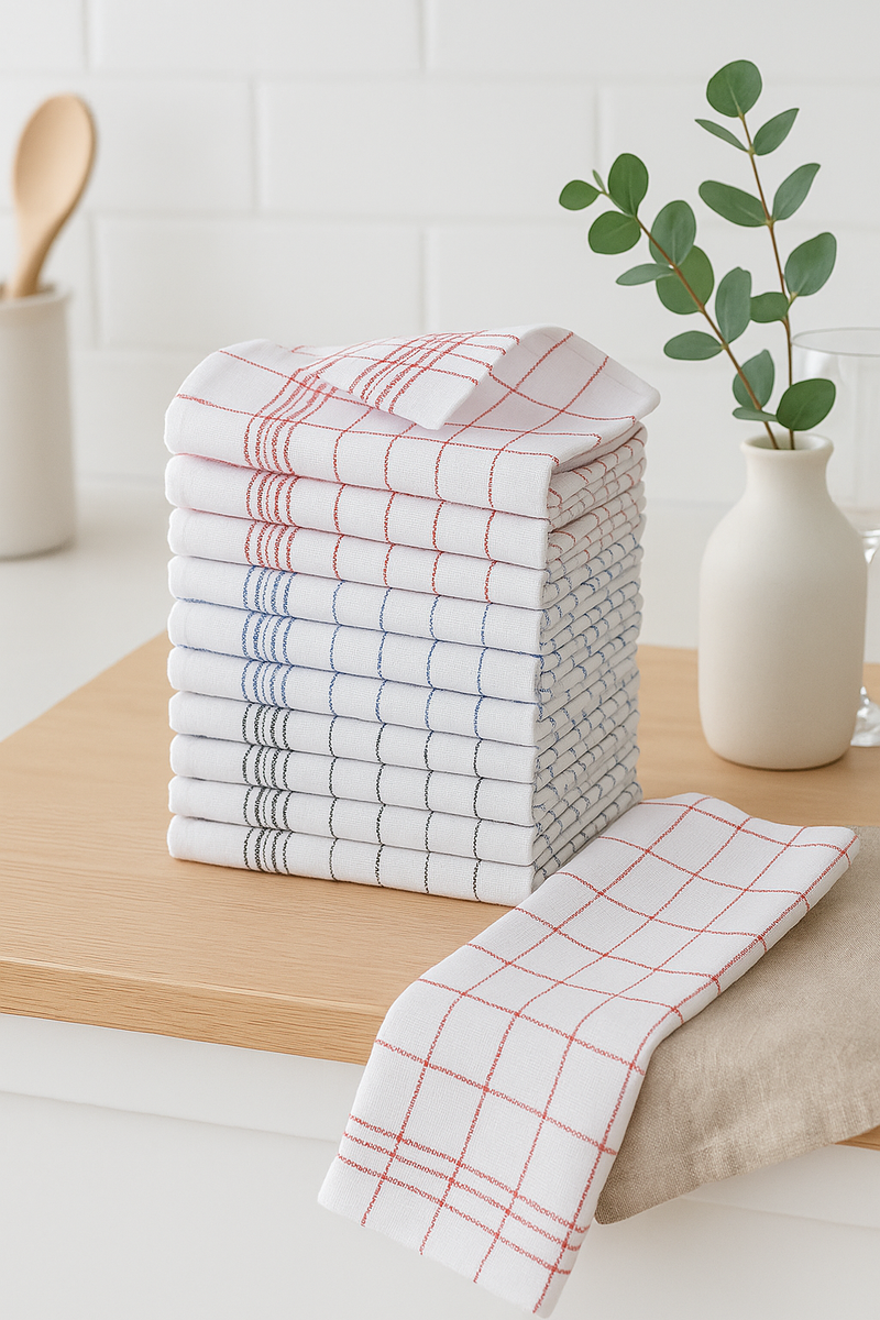 Torchon de cuisine carreaux doux absorbant grand format