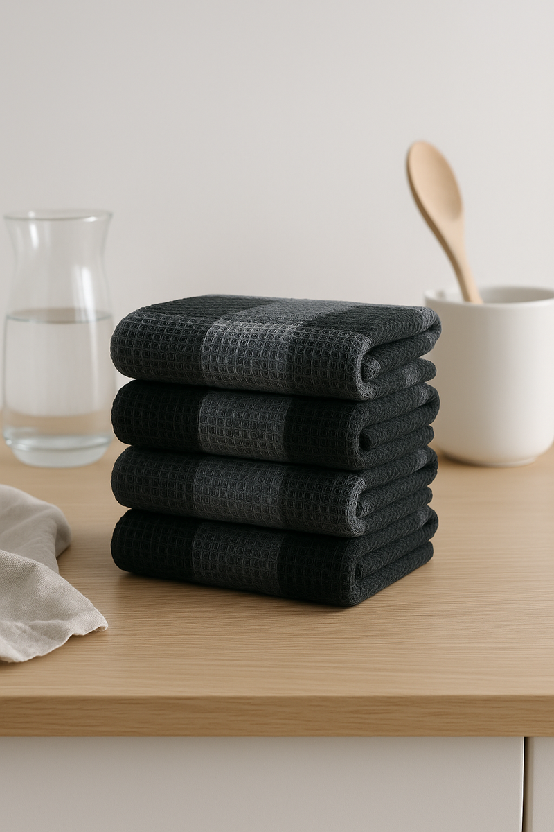 Torchon de cuisine gaufré à carreaux absorbant doux